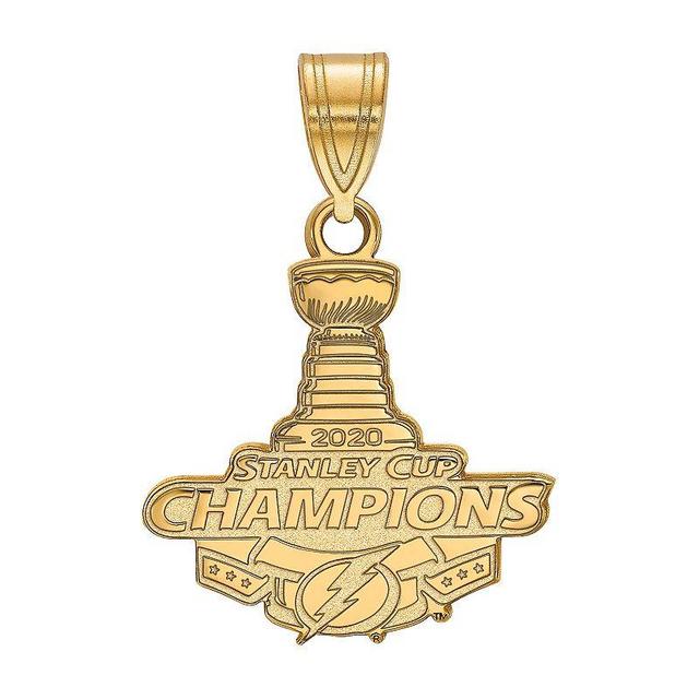 LogoArt Sterling Silver Tampa Bay Lightning 2020 Stanley Cup Champions Medium Pendant, Womens, Gold Tone Product Image