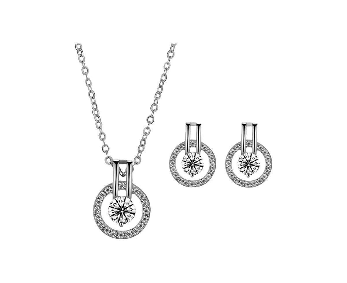 Cubic Zirconia Necklace and Earring Set for Women Product Image