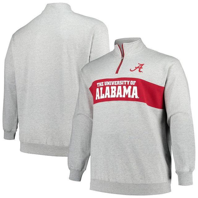 Mens Profile Heather Gray Alabama Crimson Tide Big & Tall Fleece Quarter-Zip Jacket Product Image