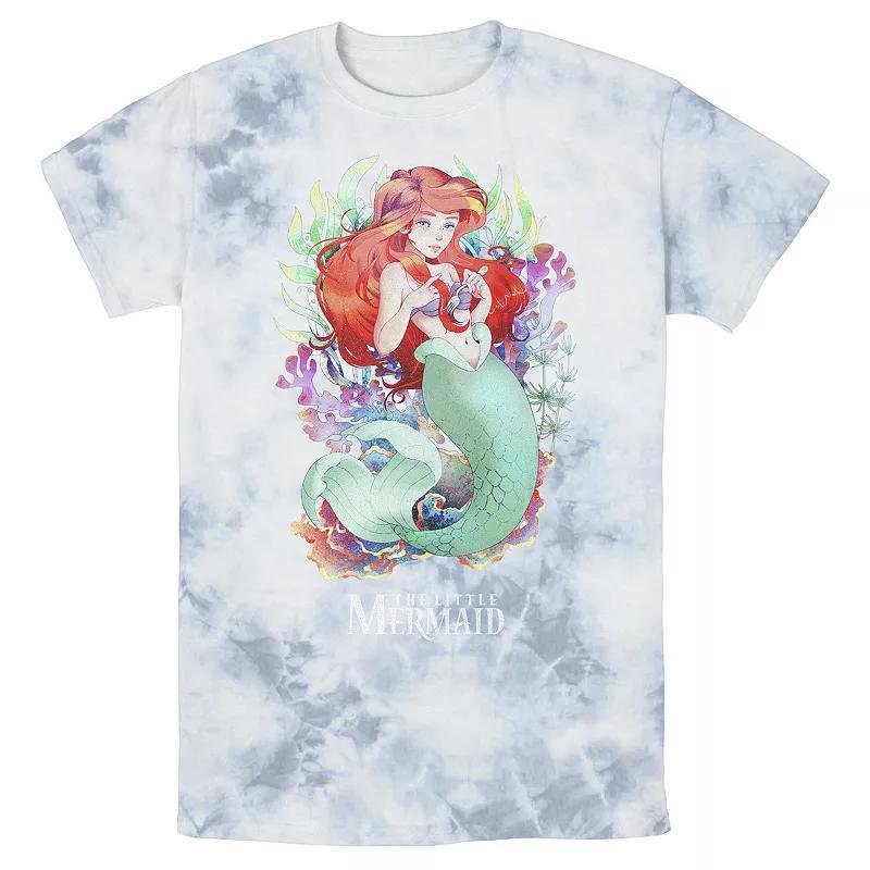 Mens Disney Little Mermaid Watercolor Anime Style Bomabrd Wash Tee Product Image