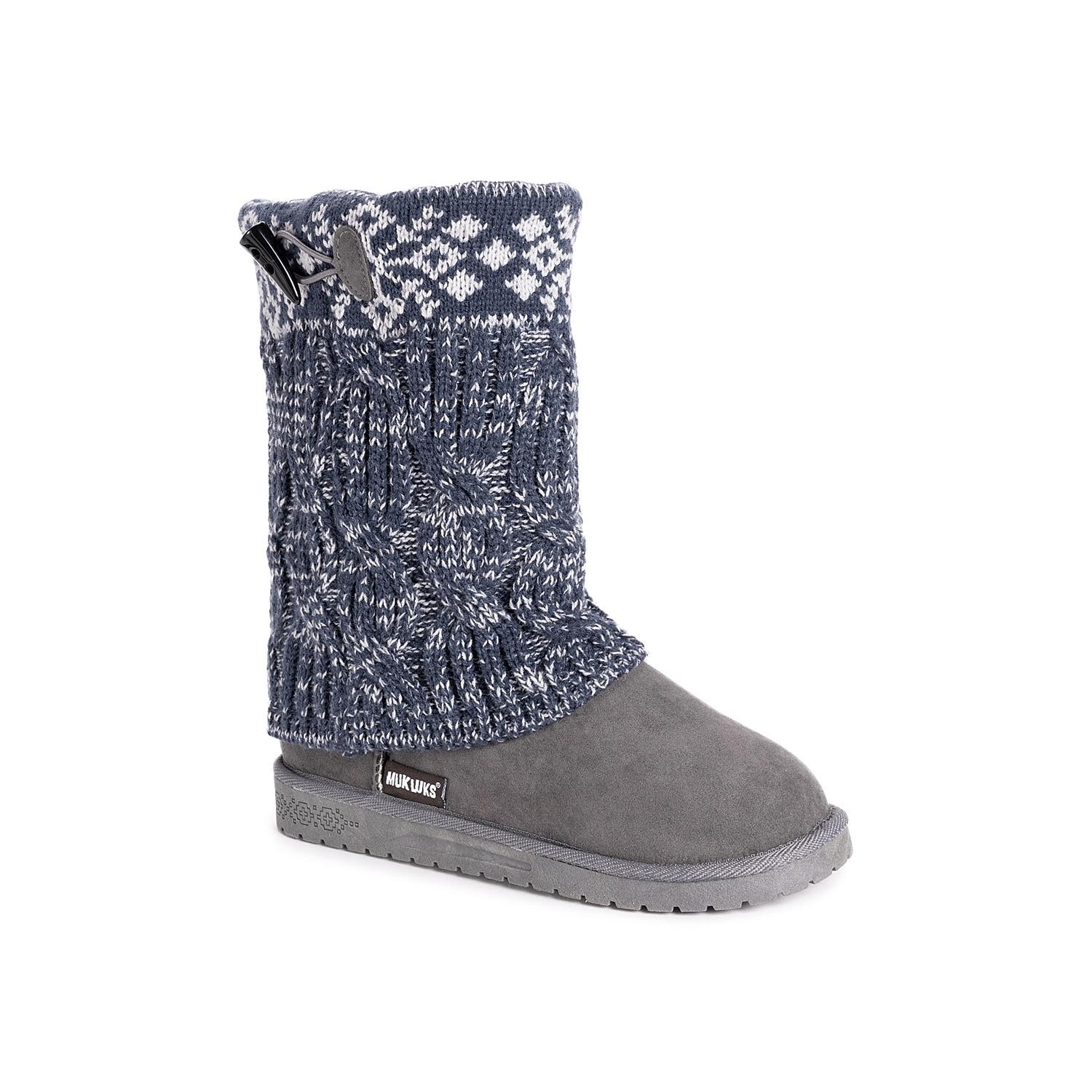 Essentials by MUK LUKS Cheryl Womens Knit Winter Boots Grey Product Image