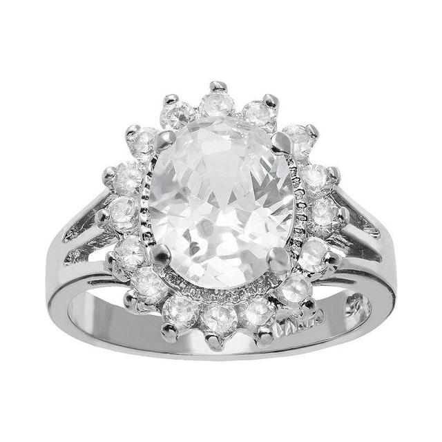 Sophie Miller Cubic Zirconia Sterling Silver Flower Halo Ring, Womens White Product Image