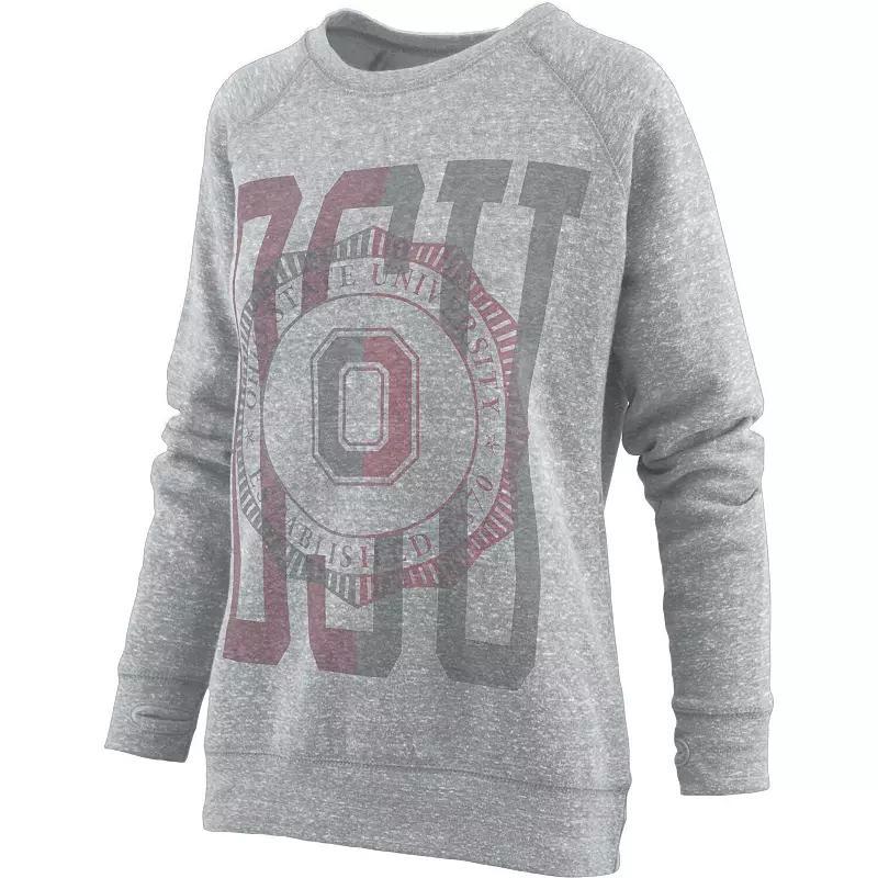 Womens Pressbox Heather Gray Ohio State Buckeyes Knobi Raglan Pullover Sweatshirt Product Image