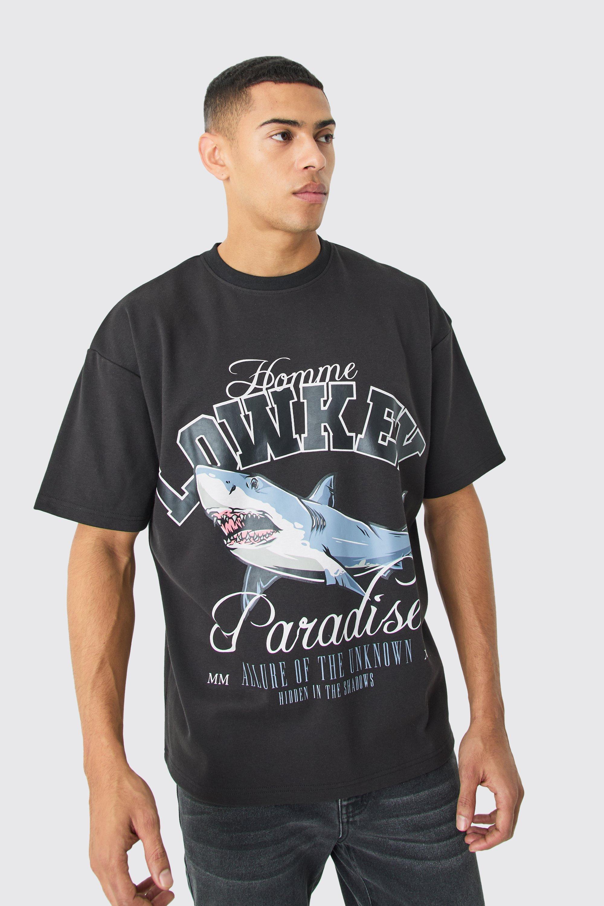 Oversized Interlock Paradise Shark T-shirt | boohooMAN USA Product Image