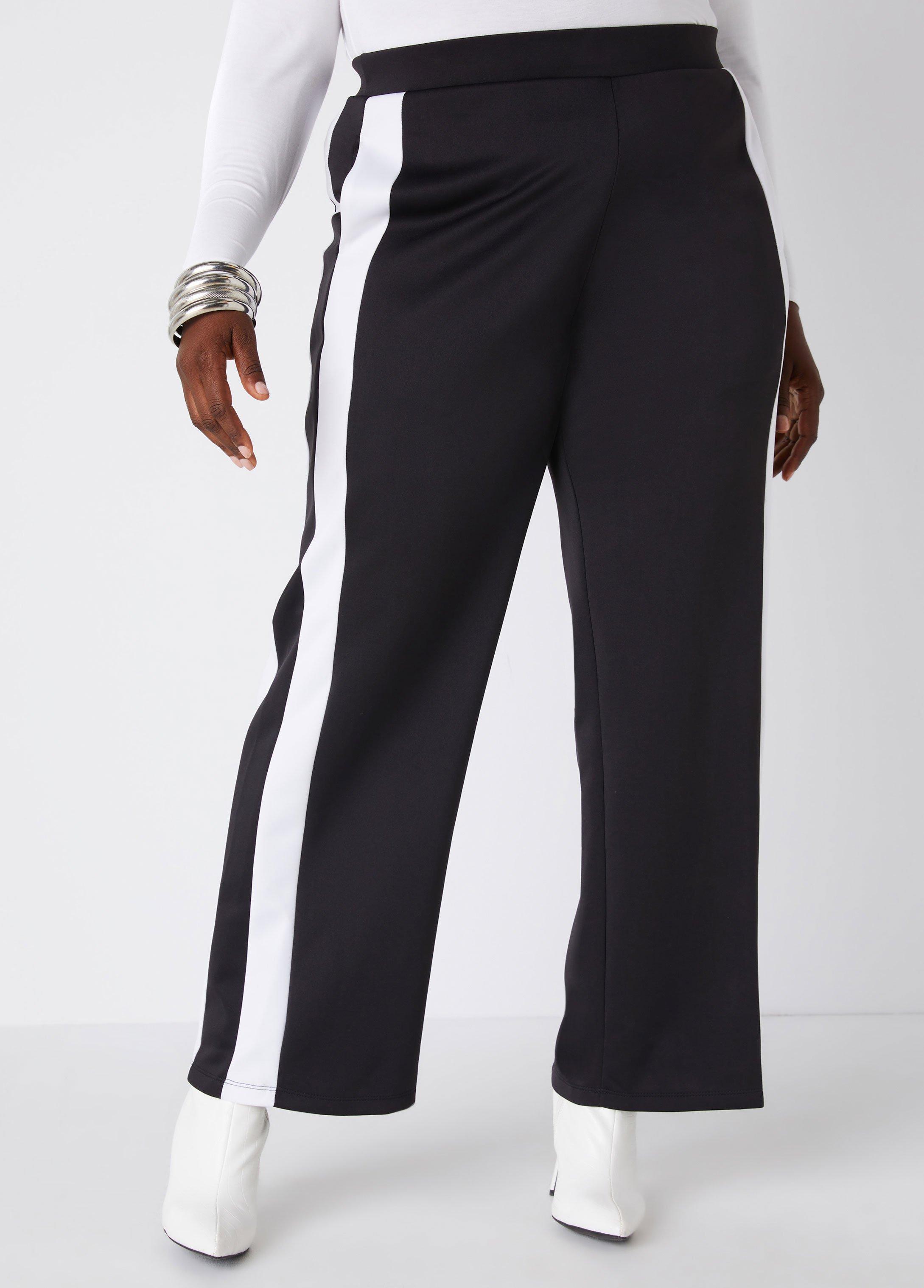 Striped Trimmed Flared Track Pants Product Image