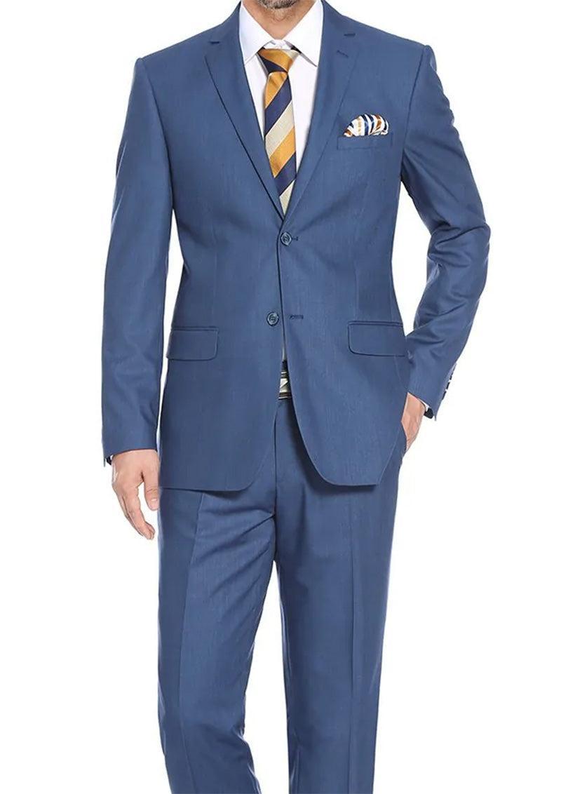 Regular Fit 2 Piece Notch Lapel 2 Button Suit In Blue Product Image