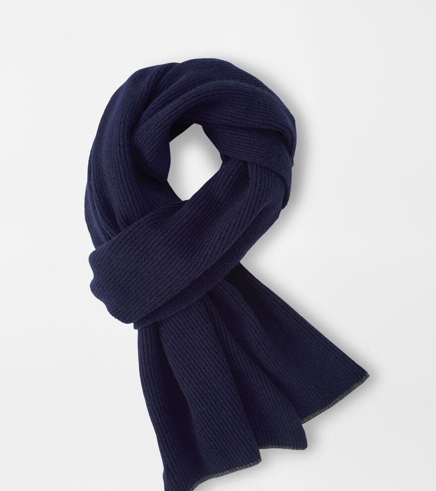 Peter Millar Mens English Rib Cashmere Scarf | Color: Navy | Size: OS Product Image