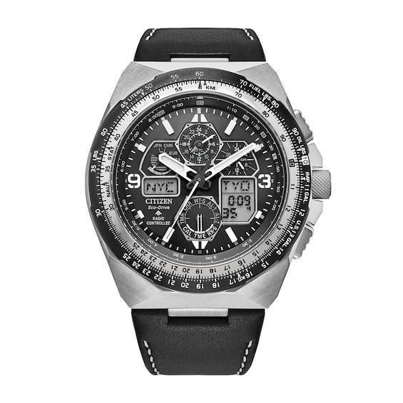 Men's Citizen Eco-DriveÂ® Promaster Air Skyhawk A-T Chronograph Black Strap Watch with Black Dial (Model: Jy8149-05E) Product Image