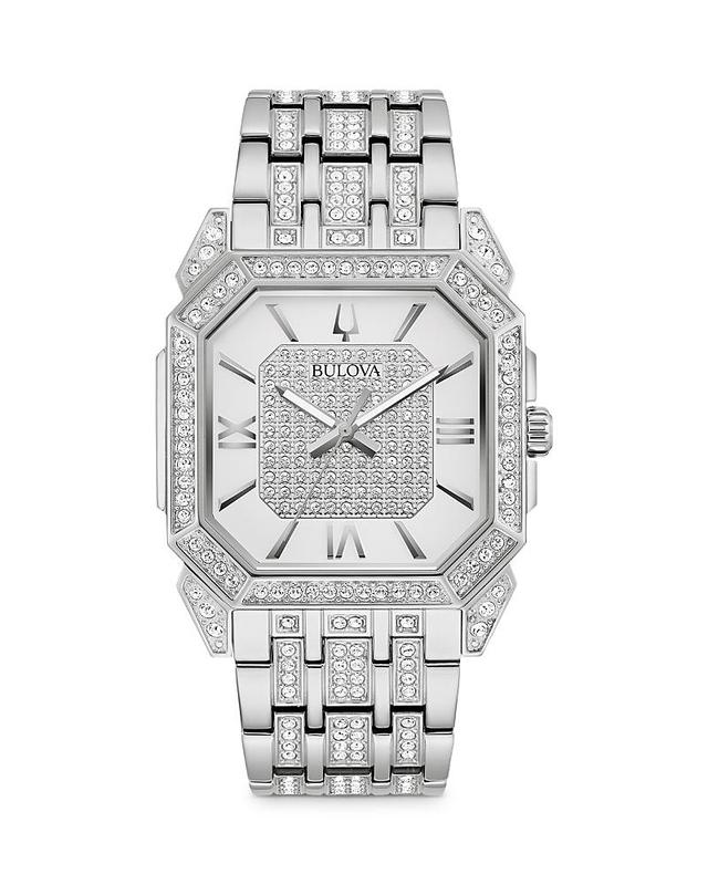 Men's Bulova Octava Crystal Watch with Octagonal Silver-Tone Dial (Model: 96A285) Product Image