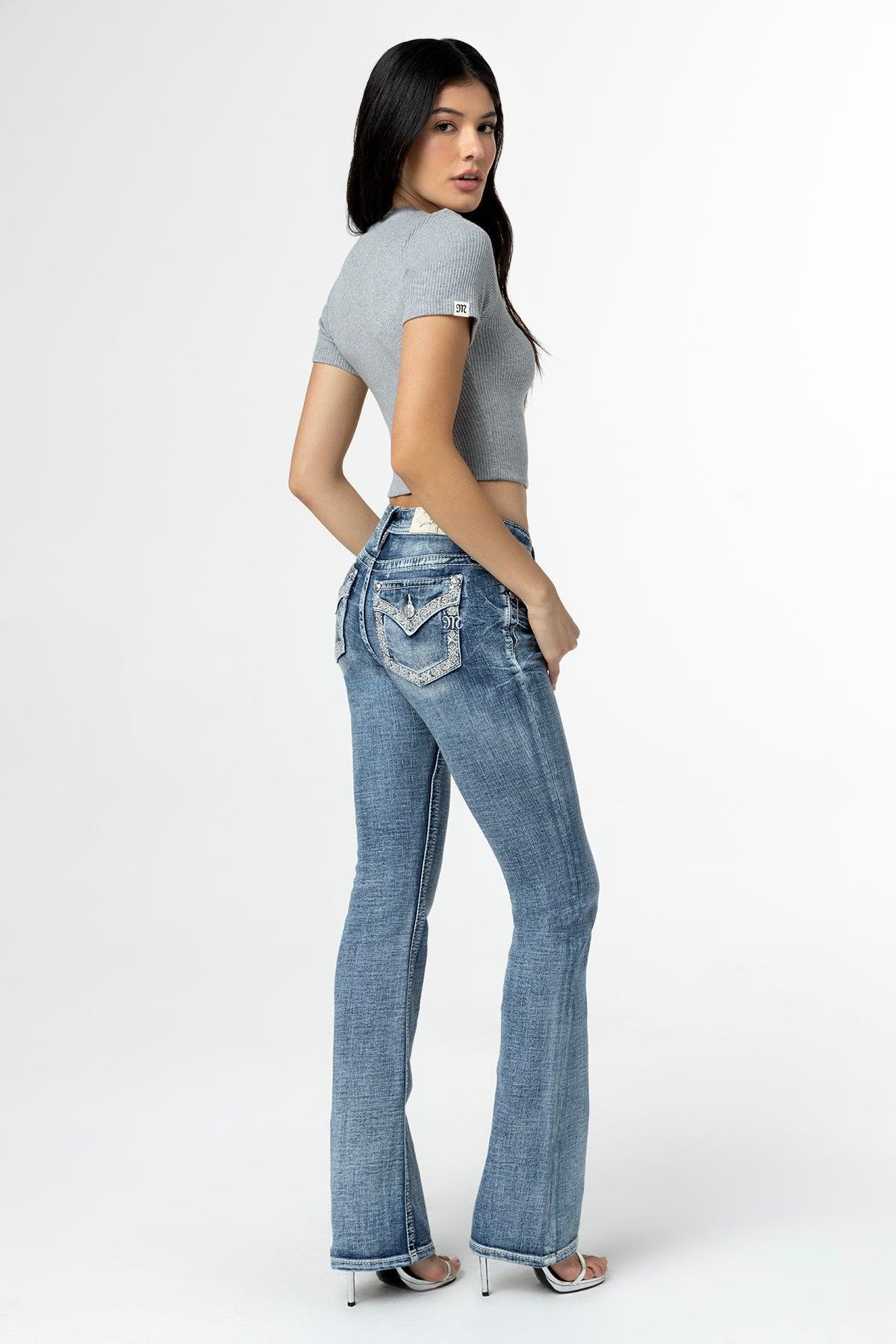 Sparkling Geo Stitch Bootcut Jeans Product Image