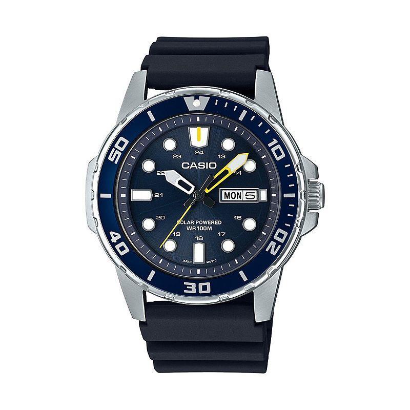 Casio Mens Diver Tough Solar Analog Navy Resin Strap Watch - MTPS110-2AV Black Product Image