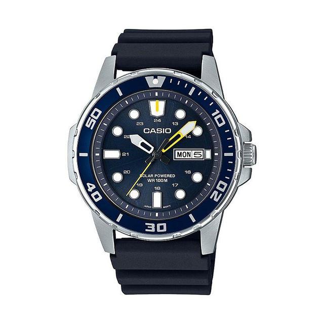 Casio Mens Diver Tough Solar Analog Navy Resin Strap Watch - MTPS110-2AV Black Product Image