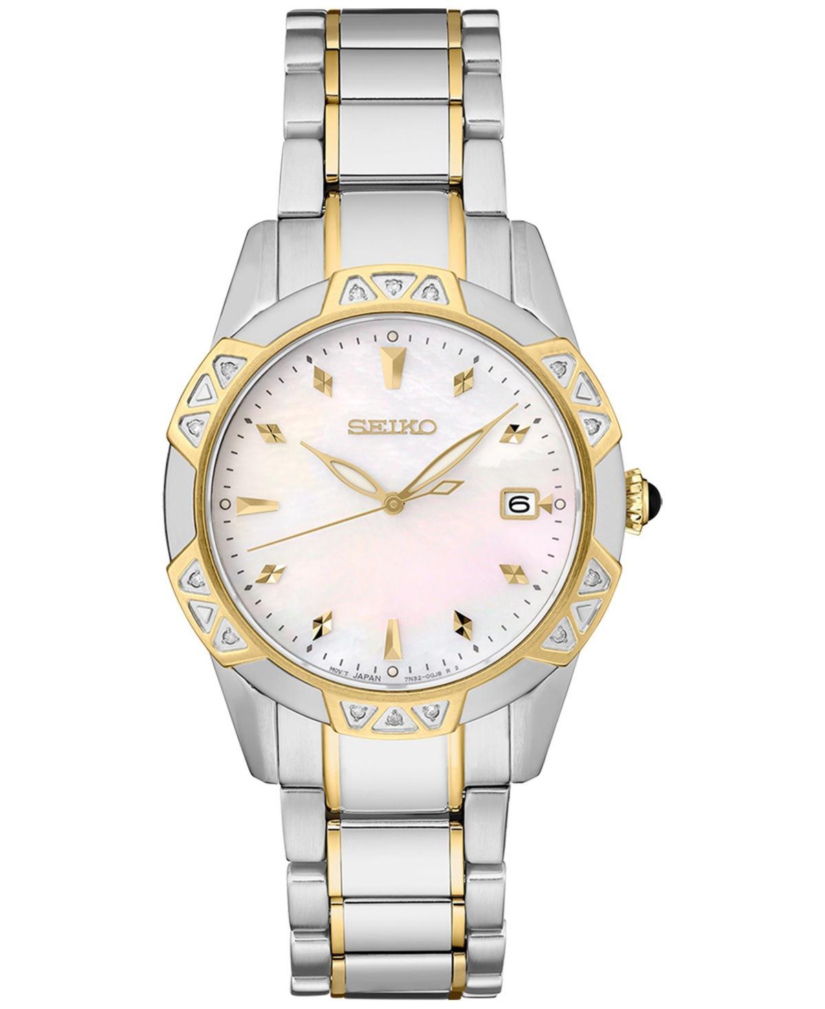 Seiko Womens Diamond (1/6 ct. t.w.) Two Tone Stainless Steel Bracelet Watch 33mm Product Image