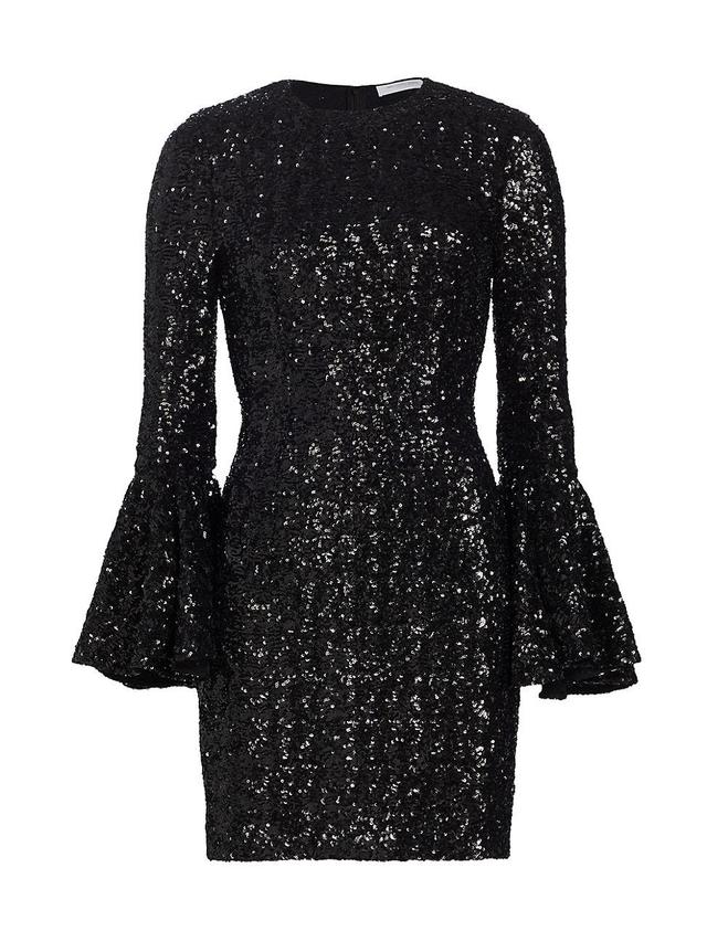 Womens Sequin-Embellished Ruffle-Sleeve Minidress Product Image