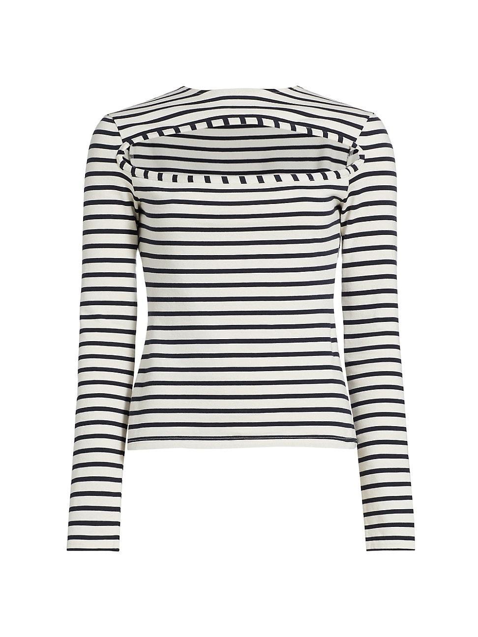 Womens Striped Cotton Cut-Out Top Product Image