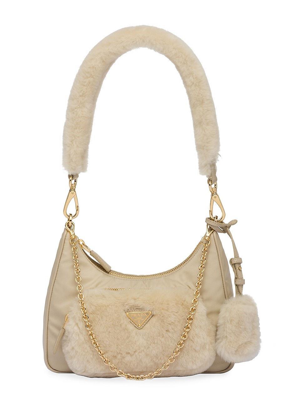 Womens Re-Nylon and Shearling Mini Bag Product Image