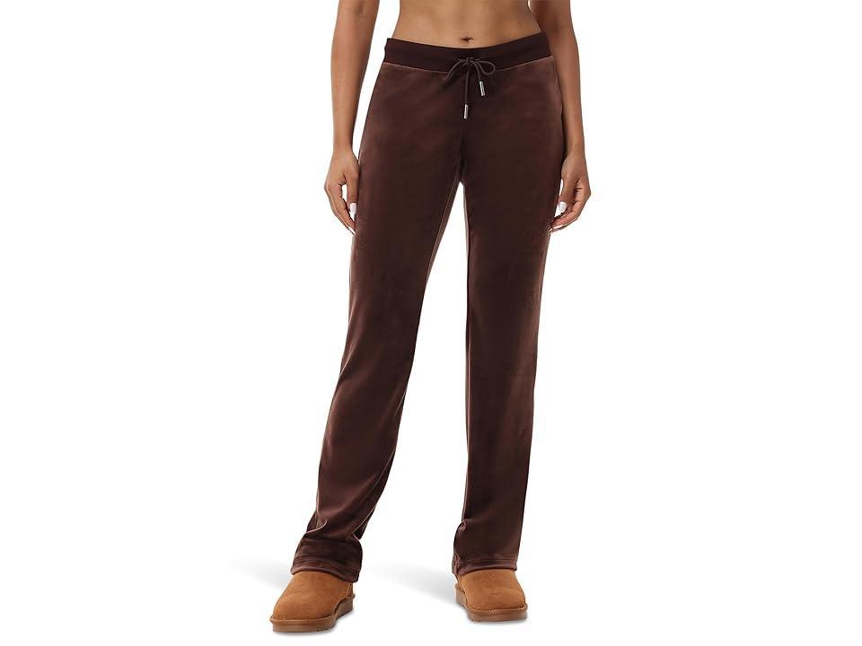 Juicy Couture Rib Waist Velour Pants with Drawcord (Black Cherry) Women's Clothing Product Image