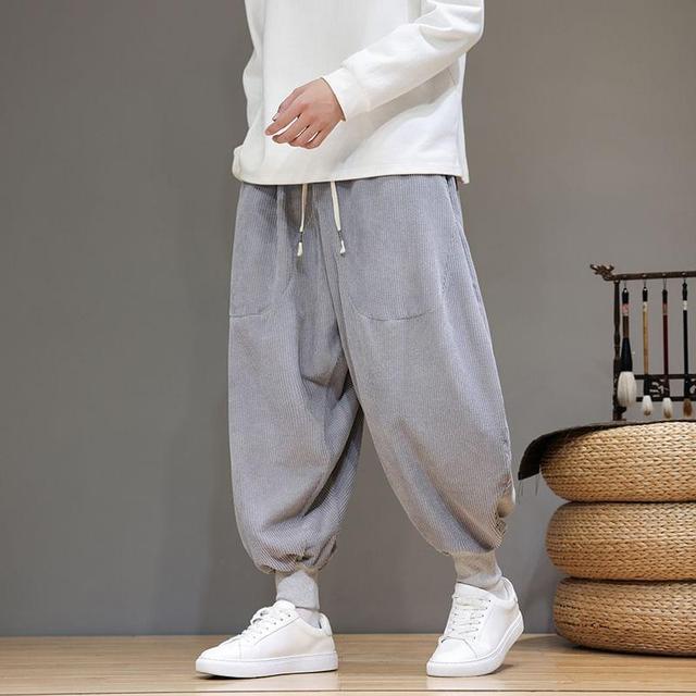 Mid Rise Plain Baggy Pants Product Image