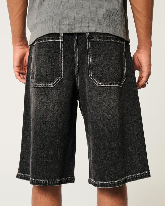 Medium Wash Super Baggy Denim Cargo Shorts Product Image