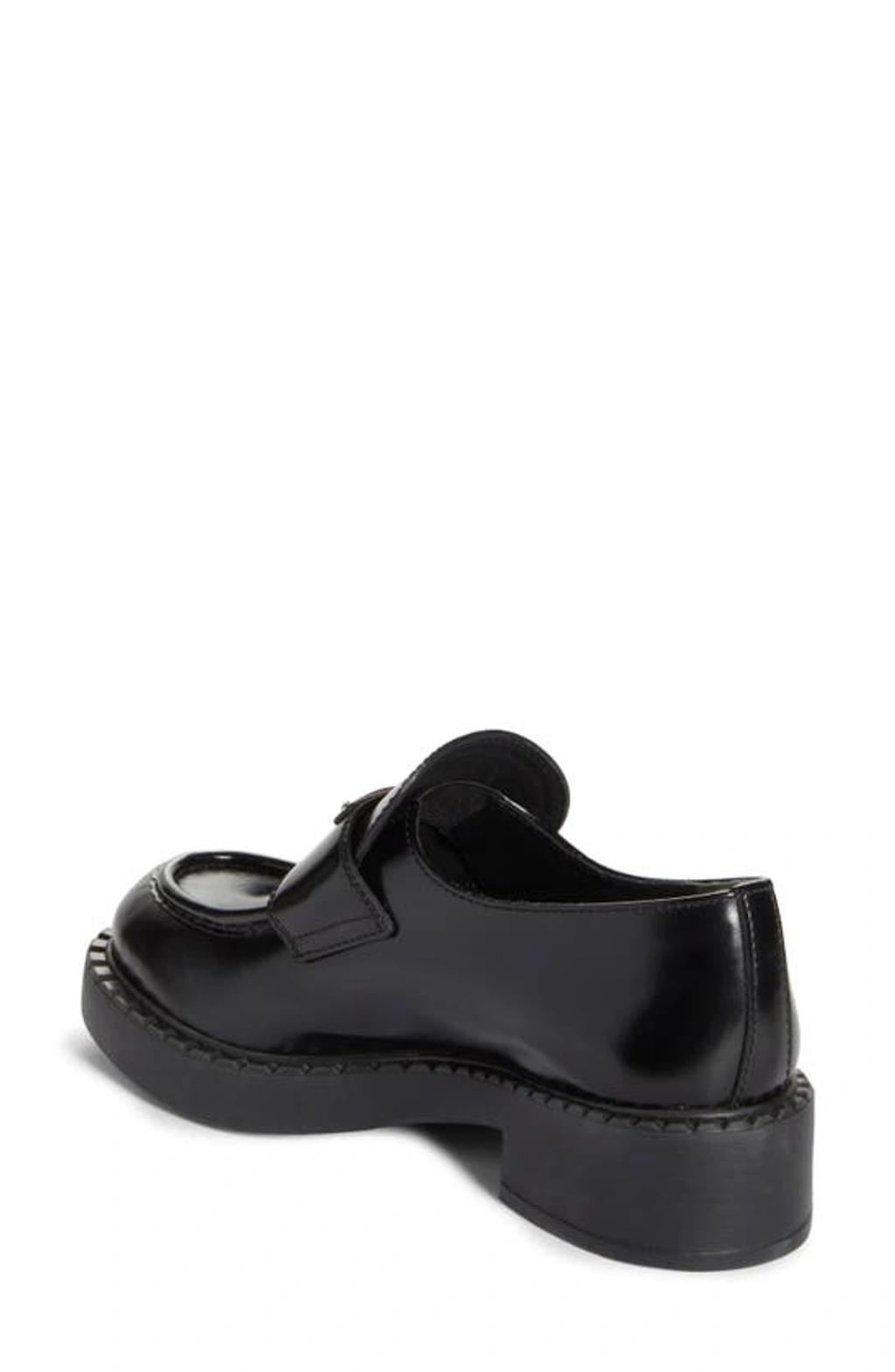 Triangle Logo Patent Leather Loafer In Black Product Image