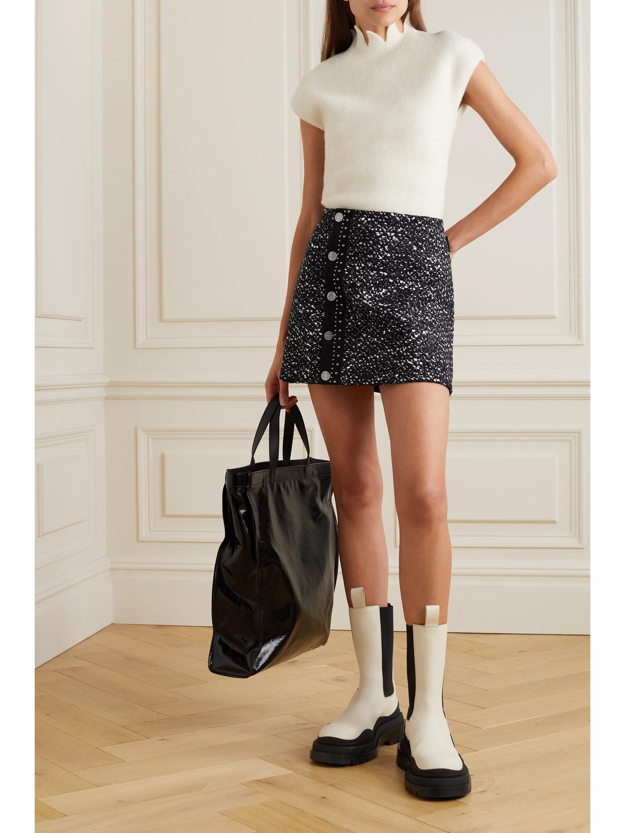 MONCLER Tweed Buttoned Mini-skirt In Black Product Image