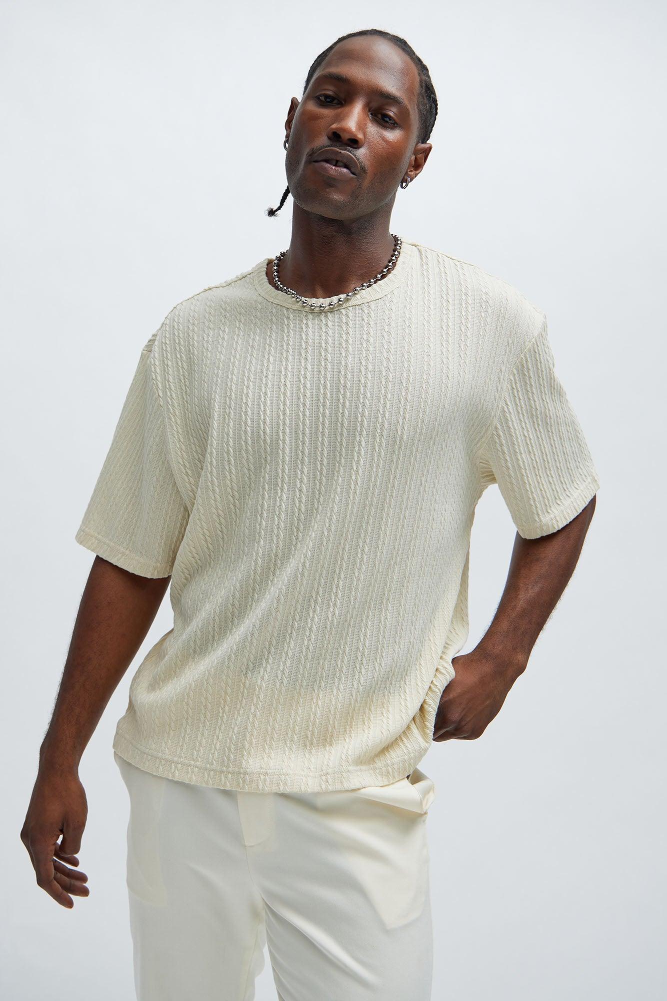 Kellen Textured Relaxed Tee - Off White Product Image