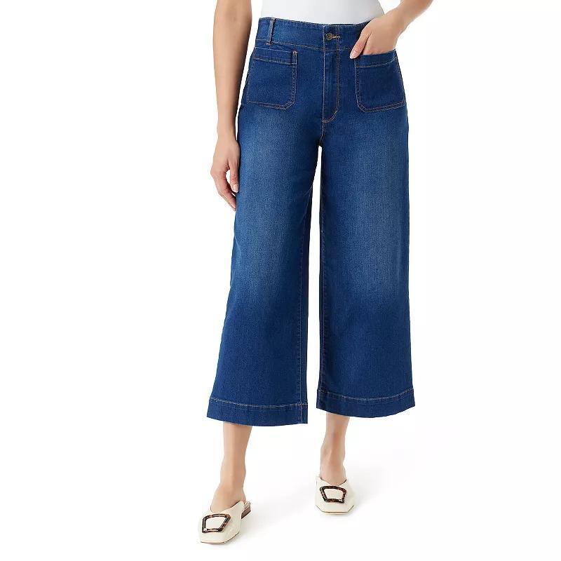 Womens Gloria Vanderbilt Shape Effect Patch Pocket Wide Leg Crop Jeans Product Image