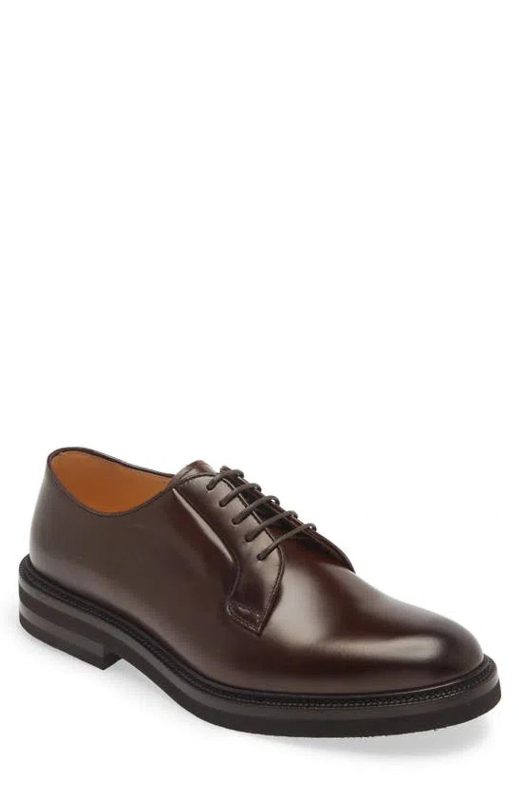 Leather Derby Shoes In Brown Product Image