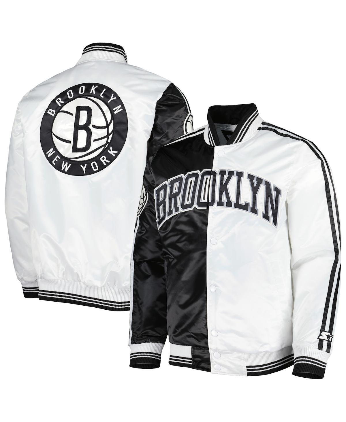 Mens Starter /White Brooklyn Nets Fast Break Satin Full-Snap Jacket Product Image