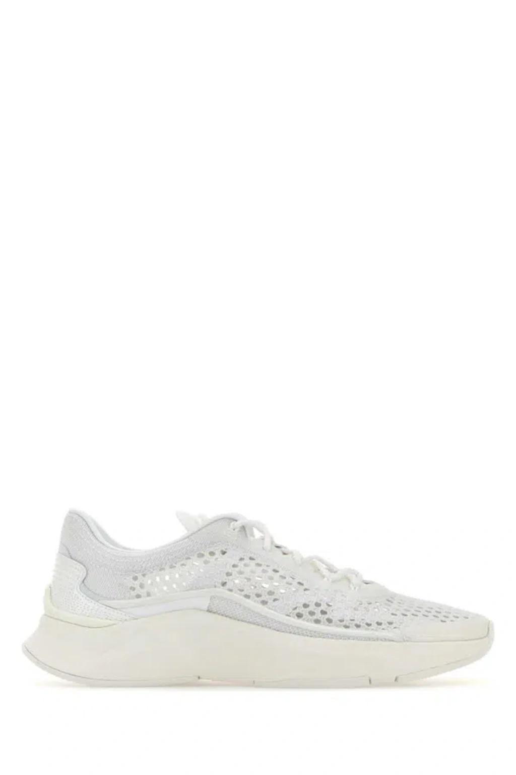 VALENTINO GARAVANI White Lace Up Sneakers In Beige Product Image