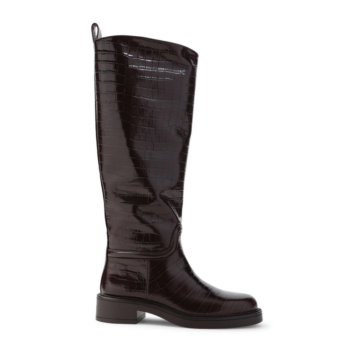 Brown Celia Calf Leather Riding Boots Product Image