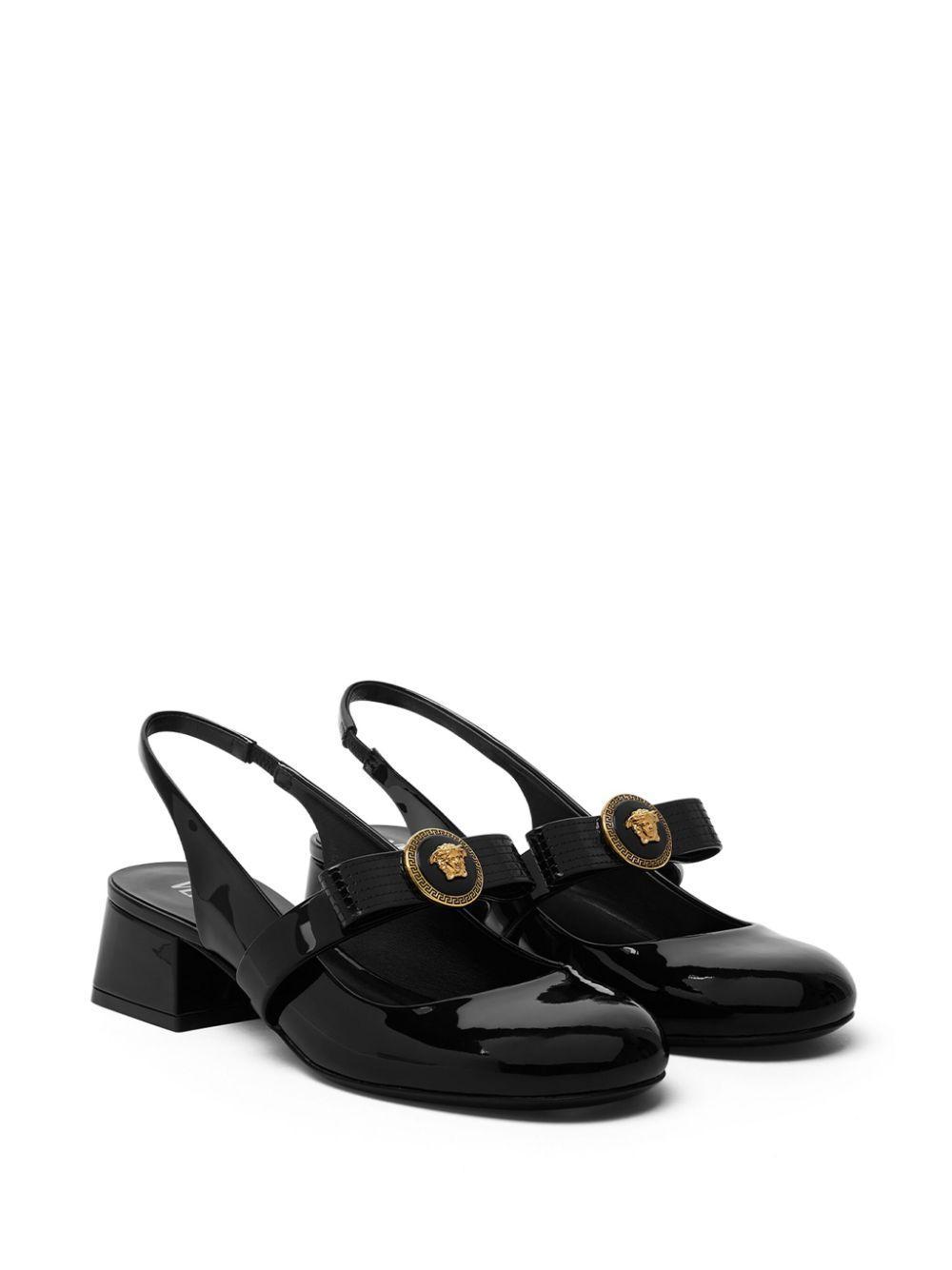 VERSACE Gianni Ribbon Slingback In Black Product Image