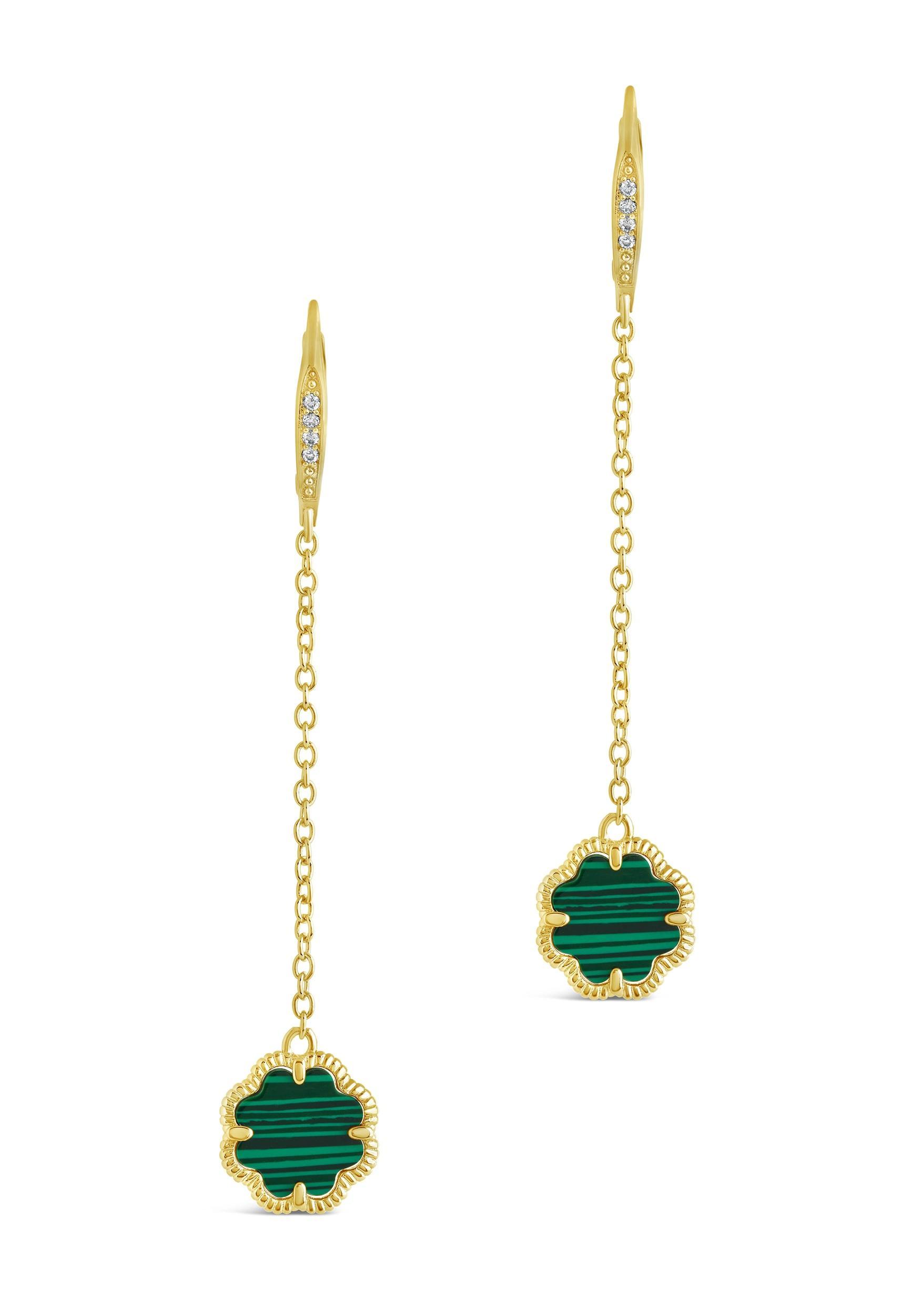 Malachite Rose Petal Long Drop Earrings Product Image