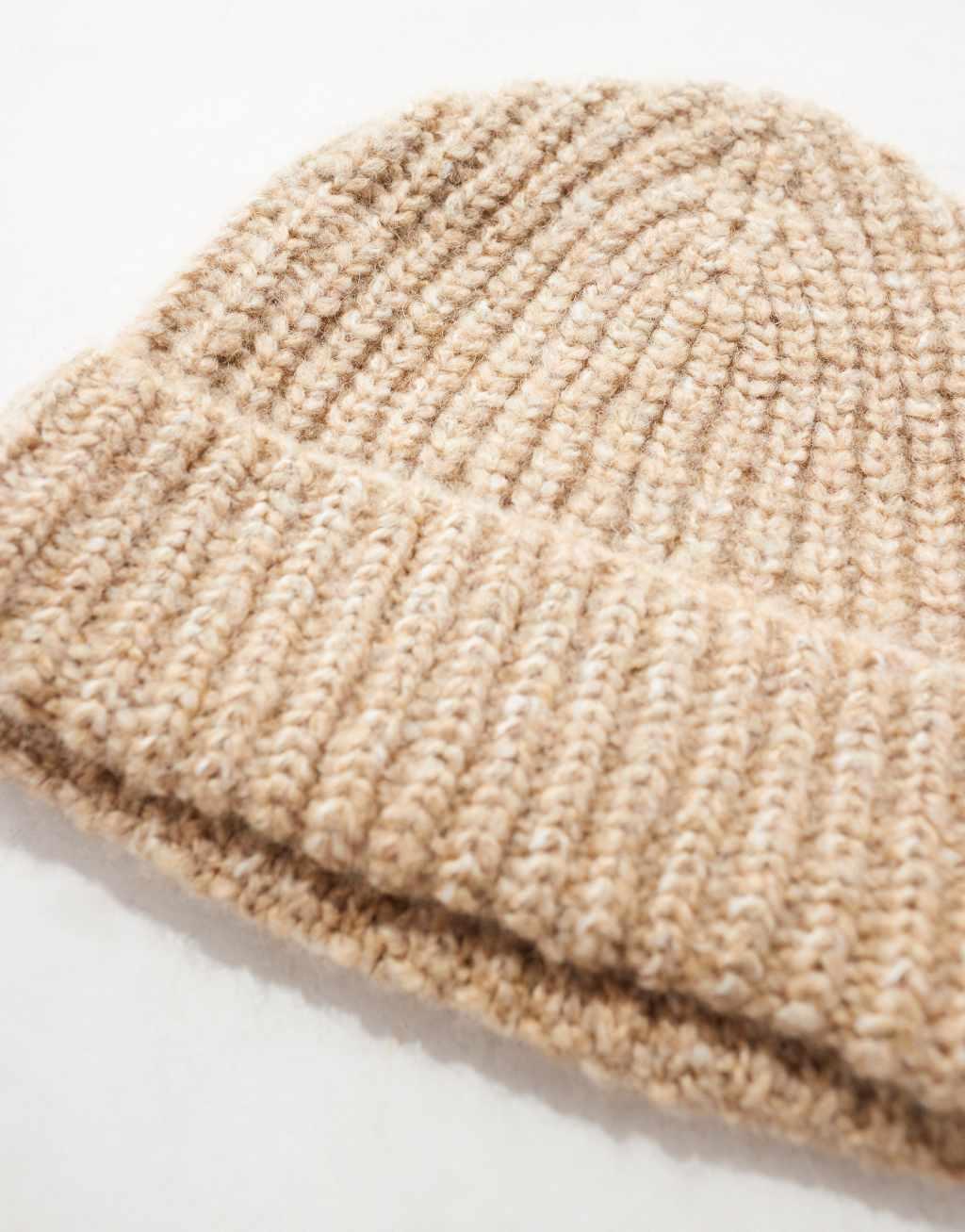 ASOS DESIGN chunky knit beanie in oatmeal Product Image