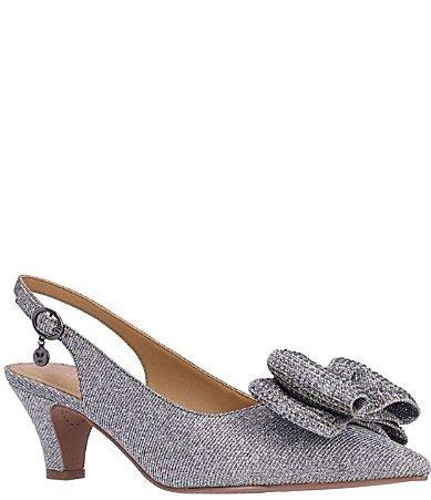 J. Renee Weslee Dance Glitter Fabric Bow Sling Pumps Product Image