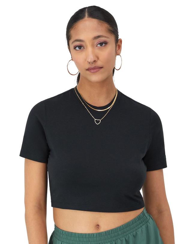 Womens Champion Soft Touch Tiny T-Shirt, Cropped, C Logo Black 2XL Product Image