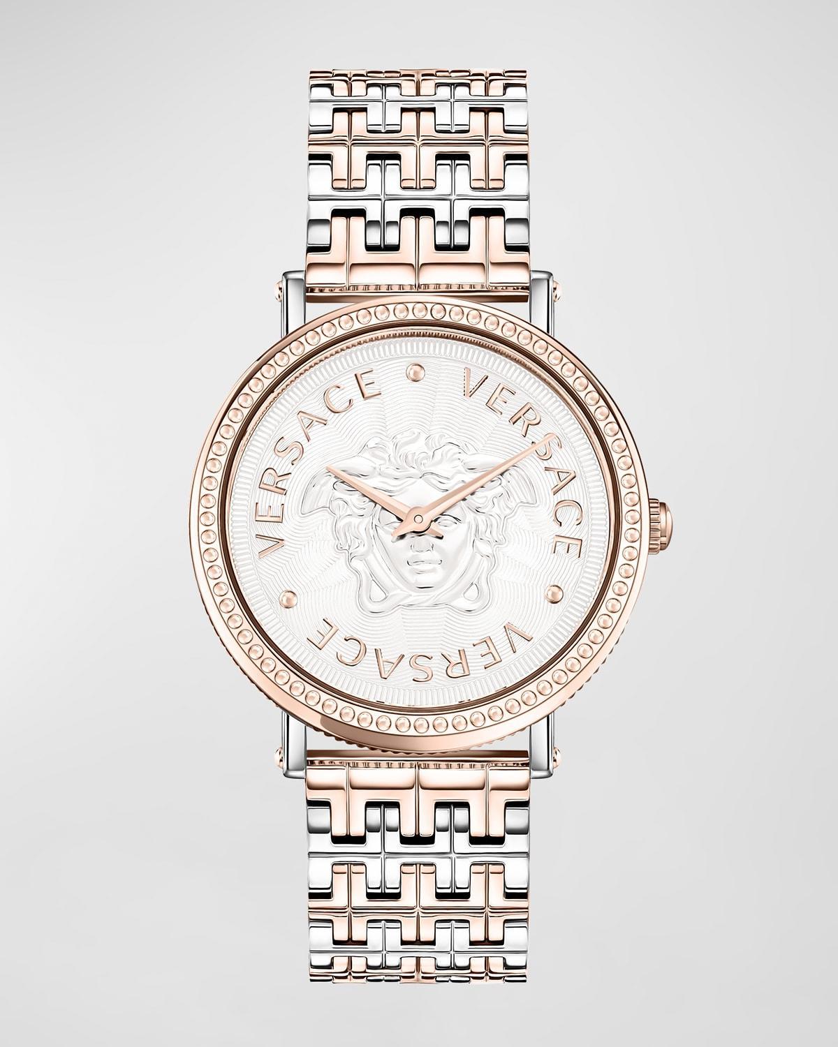 Versace Womens Swiss V-Dollar Two-Tone Bracelet Watch 37mm Product Image