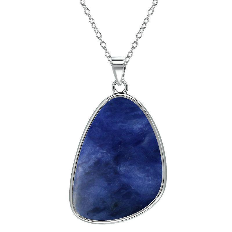 Aleure Precioso Sterling Silver Gemstone Drop Pendant Necklace, Womens Blue Product Image