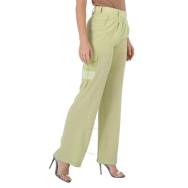 BURBERRY Ladies Mist Green Nell Mid-rise Silk Crepe De Chine Cargo Trousers Product Image