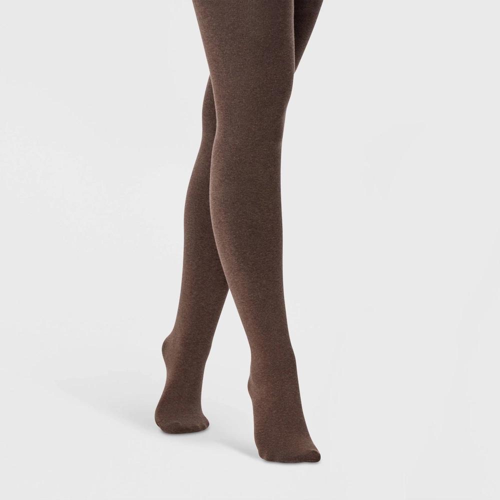 Womens Flat Knit Fleece Lined Tights - A New Day Ivory S/M Product Image