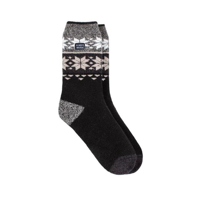 Always Warm by Heat Holders Mens Warmer Fairisle Crew Socks - Black 7-12 Product Image