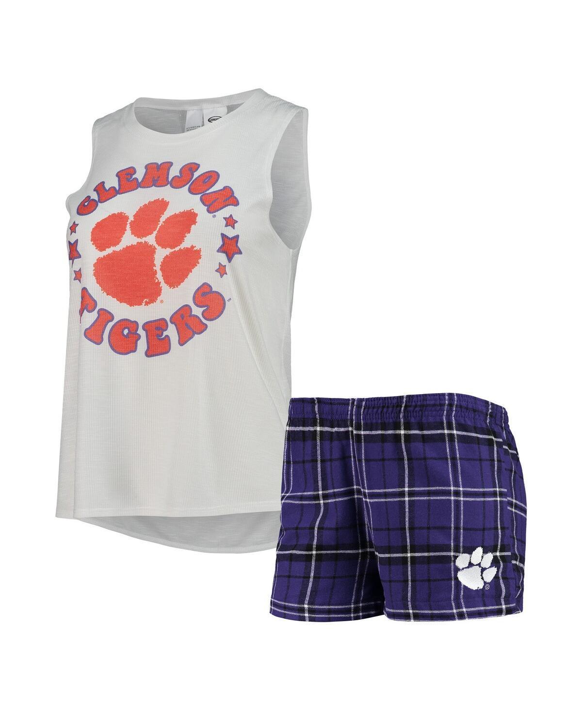 Womens Concepts Sport Purple Clemson Tigers Ultimate Flannel Tank Top and Shorts Sleep Set - Purple Product Image