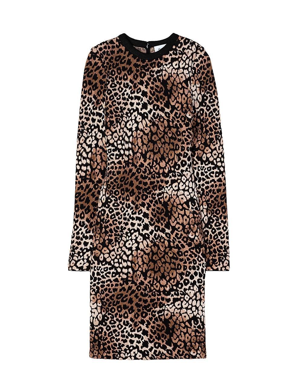 St. John Collection Leopard Jacquard Long Sleeve Body-Con Knit Dress Product Image