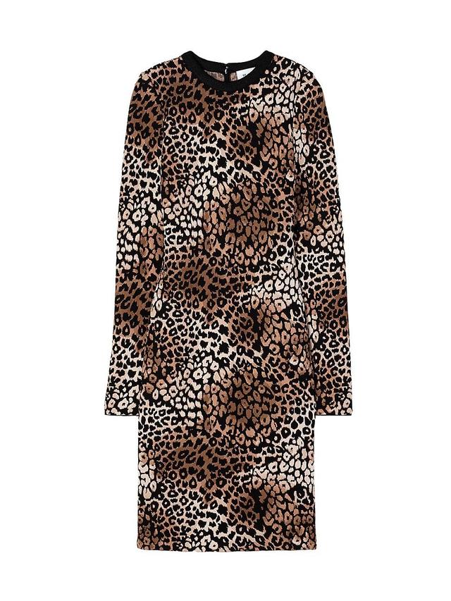 Womens Leopard Knit Body-Con Midi-Dress Product Image