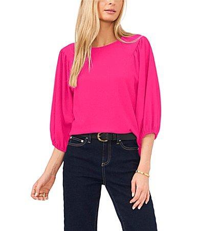 Vince Camuto Round Neck 34 Puff Sleeve Knit Top Product Image