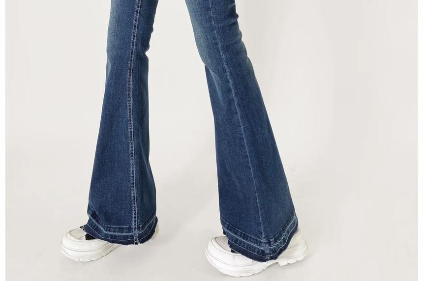 High Waist Washed Flared Jeans Product Image