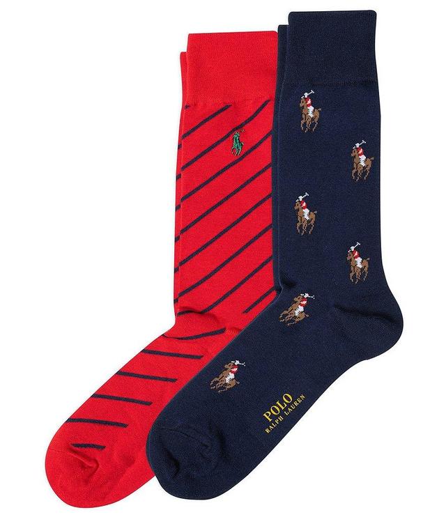 Polo Ralph Lauren Polo Player/Striped Dress Socks 2-Pack Product Image