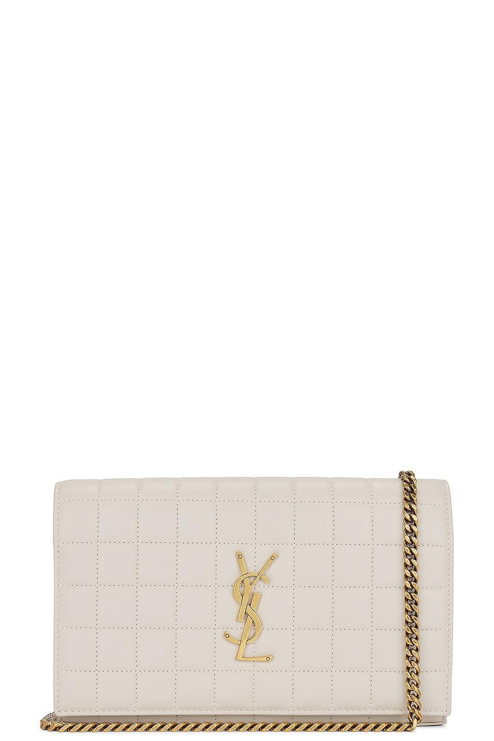 Saint Laurent Cassandre Wallet On Chain in Cream Product Image