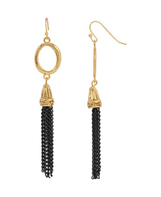 1928 Gold Tone & Black Tassel Drop Earrings, Womens, Multi Product Image