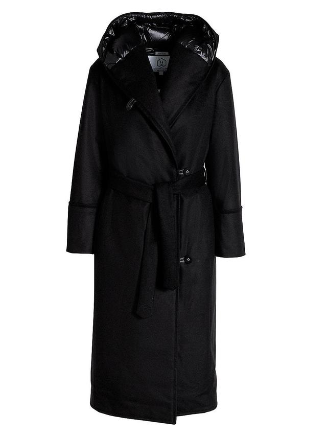 Womens Wool-Blend Down Hooded Wrap Coat Product Image